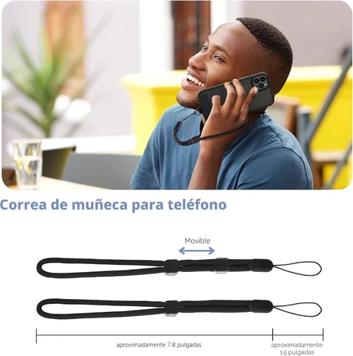 Vista 5 de CACOE Cordón para teléfono celular 2 piezas - 1 pieza correa ajustable para el cuello, 1 pieza correa de muñeca, 2 piezas almohadillas, cruzado