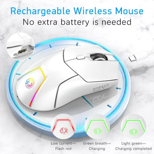 Vista 3 de FMOUSE Mouse inalámbrico para laptop, mouse Bluetooth ergonómico con triple modo (Bluetooth dual + 2.4G inalámbrico) 4000 DPI USB-C recargable