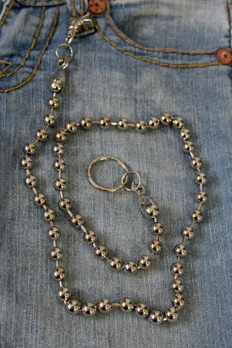 Vista 6 de TFJ - Llavero de metal para hombre (tamaño grande), diseño de bolas, extra largo