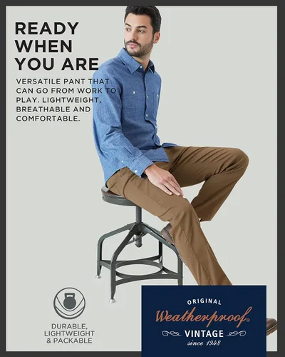 Vista 3 de Weatherproof Vintage Pantalones de excursión de ajuste regular para hombre, ultra elásticos, informales, con parte delantera plana