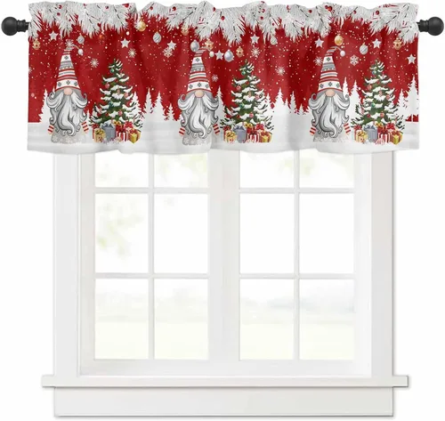Vista 16 de Cortina de ventana ajustable con lazos para ventana, cenefa de cocina para sala de estar, arte abstracto, sol y arco iris, bolsillo para barra