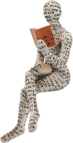 Vista 2 de Figura de mujer de lectura, innovadora estantería de pulpa de lectura para mujer, estatua de pensador para decoración de escritorio de oficina