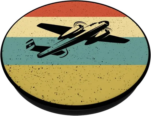 Vista 2 de Vintage Retro Airplane Gift Idea Aviation Man Personalised PopSockets Swappable PopGrip