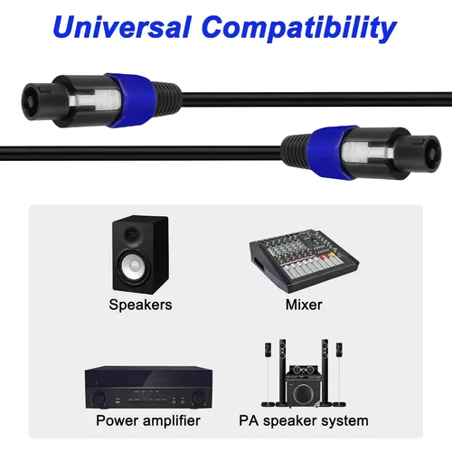 Vista 8 de MEIRIYFA Cable de extensión Speakon a Speakon macho a macho Cable de audio de altavoz con bloqueo giratorio para amplificador de altavoz