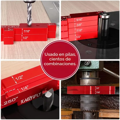 Vista 4 de Barras de configuración de mesa de enrutador, juego de 7 bloques de configuración de aluminio de precisión con medidor de altura para accesorios