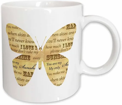 Vista 10 de 3dRose PS Inspirations – You are my sunshine inspiational mariposa – Tazas, Negro/Blanco