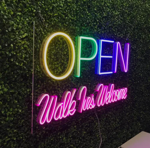Vista 3 de Open Walk Ins Welcome led Neon Sign #30686 Made in USA
