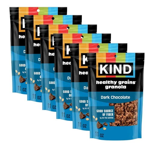 Vista 22 de KIND HEALTHY GRAINS Granola, snack saludable, granola de vainilla y arándanos con semillas de lino, mezcla de aperitivos, 3 unidades, 33 onzas