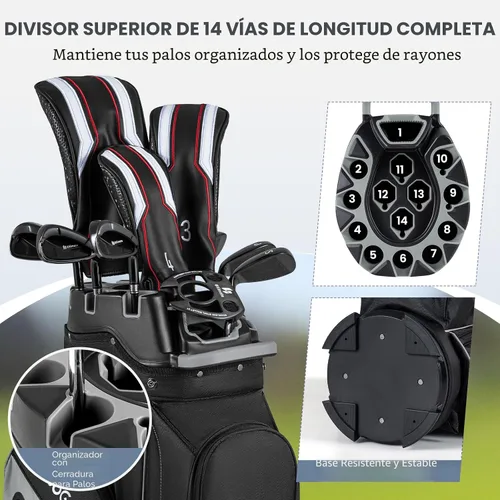 Vista 2 de Tangkula Bolsa de carrito de golf con divisores de longitud completa de 14 vías, 6 bolsas moldeadas con cierre superior de golf con 11 bolsillos