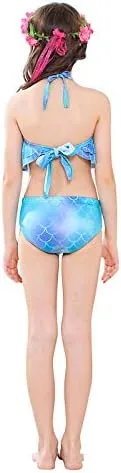 Vista 6 de Swimmable Mermaid Tail Bikini Sets Monofin Swimwear Girls Kids Cospaly