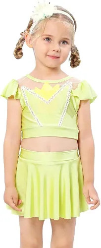 Vista 5 de MYRISAM Traje de baño tankini de dos piezas para niñas, con volantes, playa, surf, natación, bikini