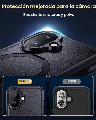 Vista 6 de Lanhiem Funda magnética impermeable para iPhone 17, a prueba de polvo, protector de pantalla integrado, [compatible con MagSafe] [Soporte invisible]