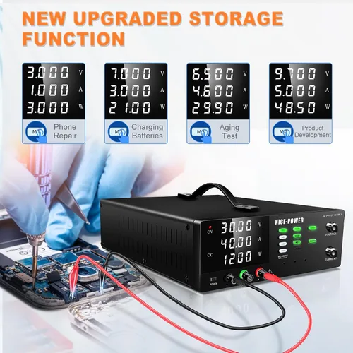 Vista 3 de NICE-POWER Fuente de alimentación de CC variable, 30V 40A 1200W de conmutación de alta potencia DC regulada fuente de alimentación de banco