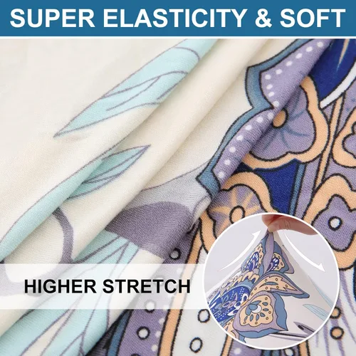 Vista 3 de Smiry Fundas de cojín de sofá estampadas, fundas elásticas suaves para sofá, fundas de sofá lavables antideslizantes, protector de muebles para Beige