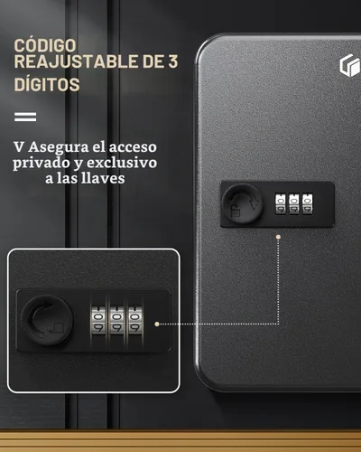 Vista 5 de Uniclife Gabinete de llave de acero de 20 llaves, caja de llaves con Negro