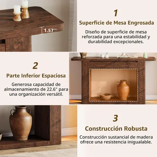 Vista 6 de iPormis Mesa de entrada de 63 pulgadas de largo con 2 cajones de almacenamiento y luces LED, mesa consola estrecha detrás del sofá, mesa de pasillo