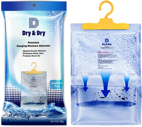 Vista 2 de Dry & Dry Paquete de 4 absorbentes de humedad prémium para el hogar, sótano y dormitorio, deshumidificadores pequeños