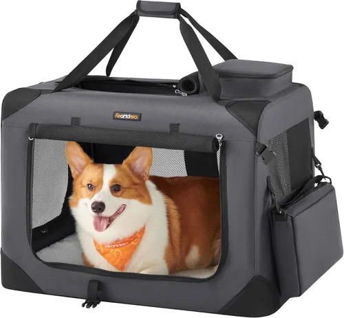 Vista 10 de Feandrea Collapsible Soft Dog Crate, Portable Travel Carrier, 24 Inches Negro