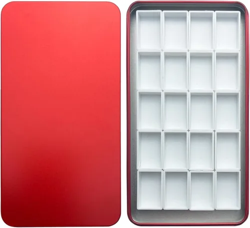 Vista 25 de FCLUB Paleta de latas de acuarela con 20 bandejas vacías completas con rayas magnéticas DIY tu kit de acuarela de viaje