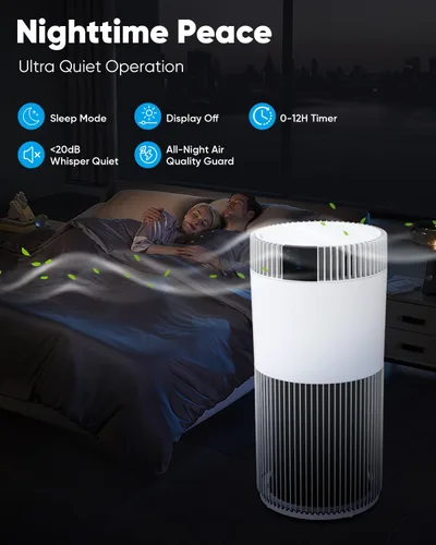 Vista 5 de Purificador de aire para habitación grande del hogar de 2500 pies cuadrados con filtros lavables, purificador de aire para mascotas para dormitorio