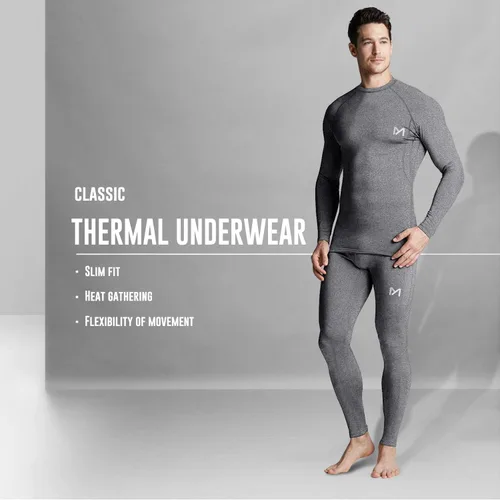 Vista 7 de MEETYOO Ropa interior térmica para hombre, capa base para hombre, 2 juegos largos forrados con capa base de engranajes de caza