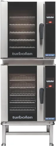 Vista 8 de Moffat Turbofan E33 - Hornos de convección eléctricos de encimera de tamaño completo con soporte, doble pila con ruedas, control digital, 208