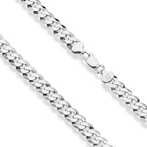 Vista 2 de Miabella Collar de cadena de eslabones cubanos de plata de ley 925 maciza italiana de 0.354 in con corte de diamante para hombre, fabricado en Italia