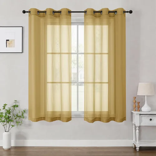 Vista 76 de OWENIE Cenefa transparente con ojales negros para ventanas, 2 paneles de 52
