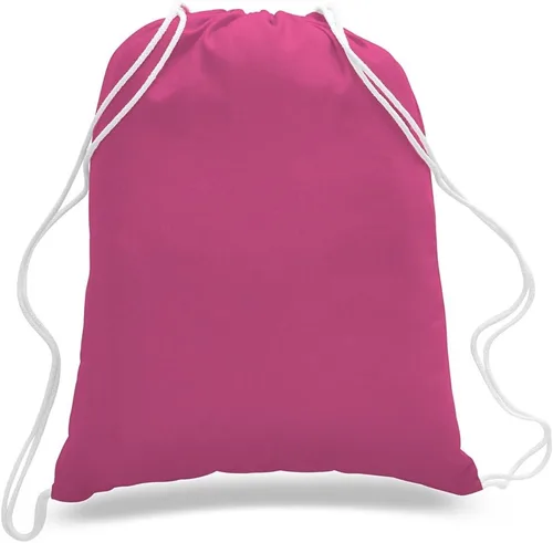 Vista 3 de ToteBagFactory Paquete de 6 mochilas de lona de algodón con cordón: blanco, liso, tela reutilizable, 14 pulgadas de ancho x 18 pulgadas de alto