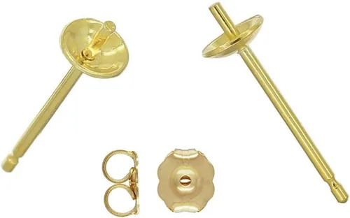Vista 8 de Adabele 100 postes para arete de tuerca de bronce antiguo de 0.118 in, copa