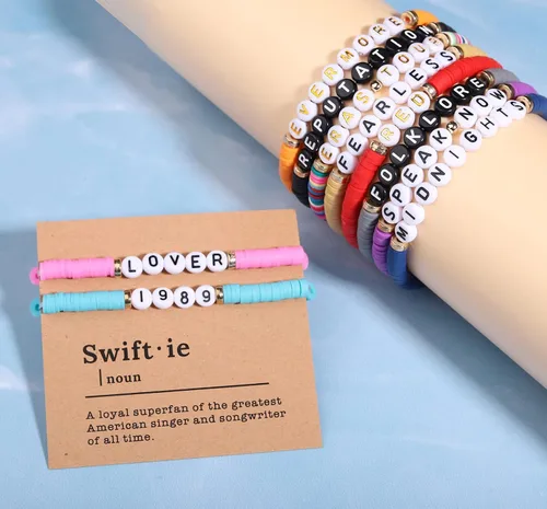 Vista 3 de Korotho Taylor Lover Fearless Reputation Red 1989 Speak Now Midnights Pulsera para Eras Music, Taylor Album Inspirado Pulseras Set Swiftie Outfit