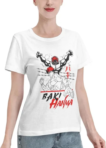 Vista 2 de Anime Baki The Grappler T Shirt Women Summer O-Neck Clothes Casual Short Sleeves Tee White