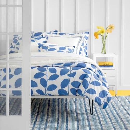 Vista 4 de Trio Funda de Almohada Azul Francés, Tamaño Estándar, Patrón de Rayas Azules