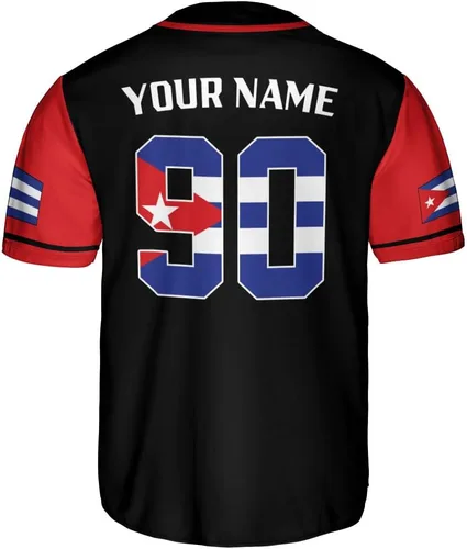 Vista 3 de Podagree - Camiseta de béisbol personalizada de Cuba, camiseta de bandera de Cuba, camiseta cubana para hombres y mujeres, camiseta cubana