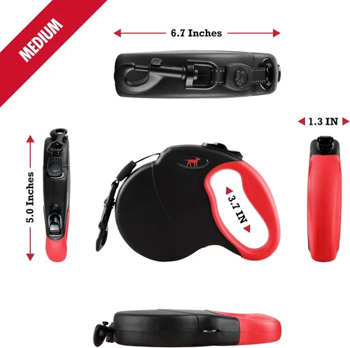 Vista 6 de Tuff Pupper Correa retráctil resistente para perro Correa para perro de 16 pies con costuras reflectantes para seguridad nocturna Bloqueo