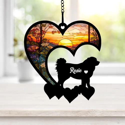 Vista 20 de NAZENTI Atrapasoles personalizado de sabueso afgano, adorno conmemorativo personalizado para la pérdida de mascotas, regalo de condolencia