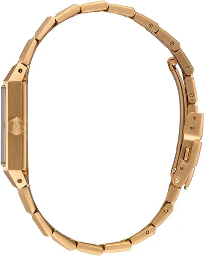 Vista 2 de Nixon Ticket A1262502-00 Reloj de acero inoxidable con esfera dorada de 1.339 in para mujer, Acetato azulnegro