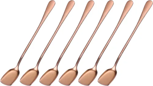 Vista 9 de uxcell Juego de 6 cucharas de helado de acero inoxidable, cucharas de yogur de 7.5 pulgadas, cucharas de postre, cucharas de pastel para el hogar
