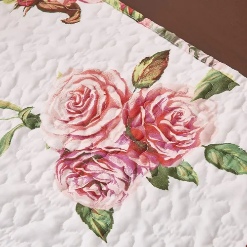 Vista 8 de DaDa Bedding - Juego de 4 manteles individuales para mesa de comedor, diseño de rosas románticas, de algodón, acolchado, para jardín, casa de campo