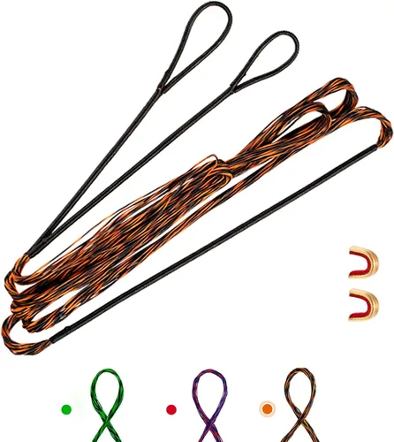 Vista 7 de Juego de cuerdas de arco Deerseeker para tiro con arco con 2 puntos de nocking, cuerda de arco recurva Dacron de repuesto de 12, 14, 16 hebras