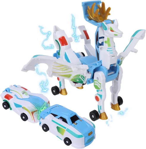 Vista 8 de Juguete transformador definitivo de coche de unicornio – Colisión con unicornios mágicos! 2 piezas de coche transformador robot para niños Azul