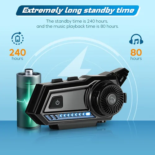 Vista 2 de Casco de motocicleta Bluetooth, Bluetooth 5.3 EDR inalámbrico para motocicleta, respuesta automática, auriculares de alta calidad de sonido