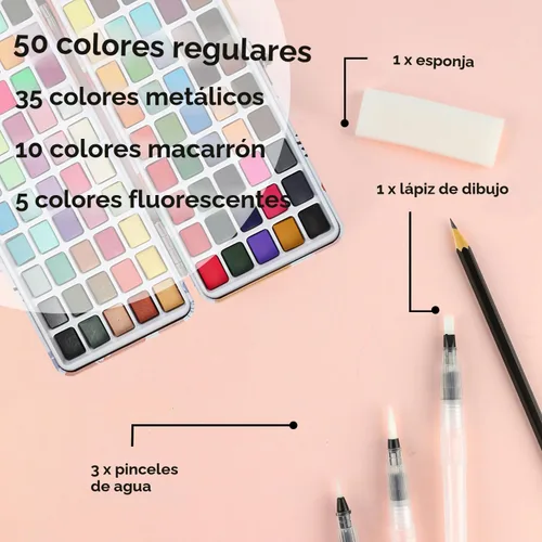 Vista 3 de Grabie Watercolor Paint Set of 100 Color with Brush Pens