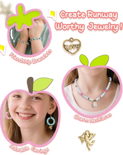 Vista 6 de Mio Angle Kit de fabricación de pulseras de cuentas de arcilla de 24 colores, cuentas planas, para hacer joyas de amistad, cuentas heishi de 24