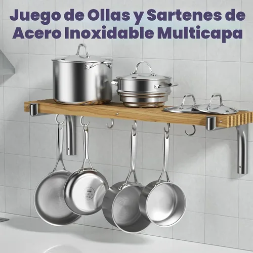 Vista 7 de Cooks Standard Sartén de Freír de Acero Inoxidable, Wok Sartén para Saltear Multicapa de 8 Pulgadas, Sartén de Cocina, Plateado