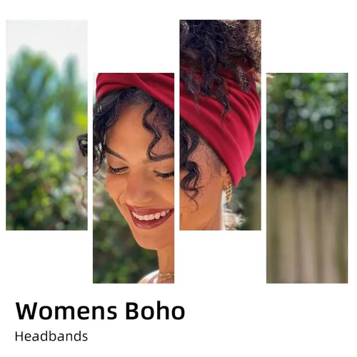 Vista 5 de AKTVSHOW Diademas de 7 pulgadas de ancho para mujer, paquete de 10 diademas grandes estilo turbante bohemio a la moda, bandas para el cabello