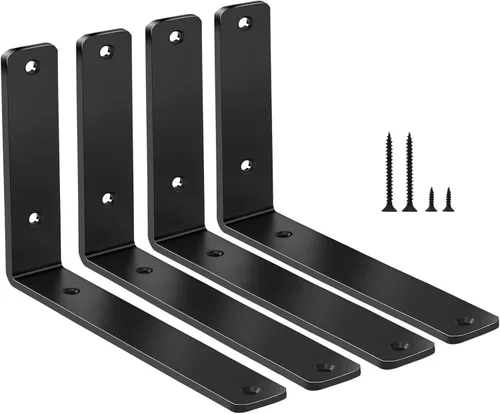 Vista 51 de Paquete de 2 soportes de estante en L de 6 pulgadas de largo x 4 pulgadas de alto x 1.5 pulgadas de ancho, 5 mm de grosor, soportes de estante