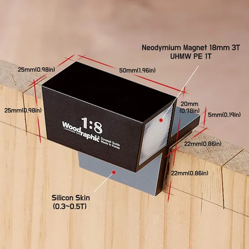Vista 7 de Guía de sierra de cola de milano - Ángulo 1:6 para madera blanda - Herramienta magnética de carpintería de aluminio CNC para precisión de corte