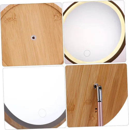 Vista 7 de FRCOLOR Espejo de tocador LED giratorio con control táctil, espejo de maquillaje regulable para uso de mesa, acabado redondo, diseño para el hogar