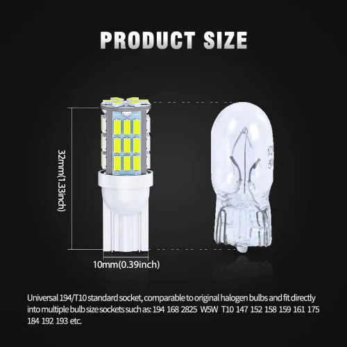 Vista 3 de Antline Bombillas LED T10 921 194 168 de color blanco frío, paquete de 20 unidades, superbrillantes 3014 42-SMD LED de repuesto de 12 voltios